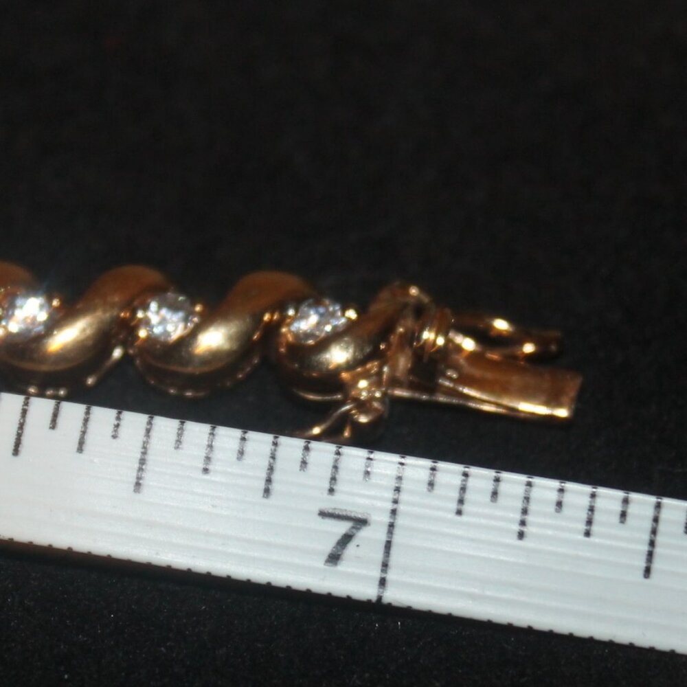 14K gold Over 925 Sterling San Marco w Sparkling CZ's Stones Bracelet - Picture 7 of 7